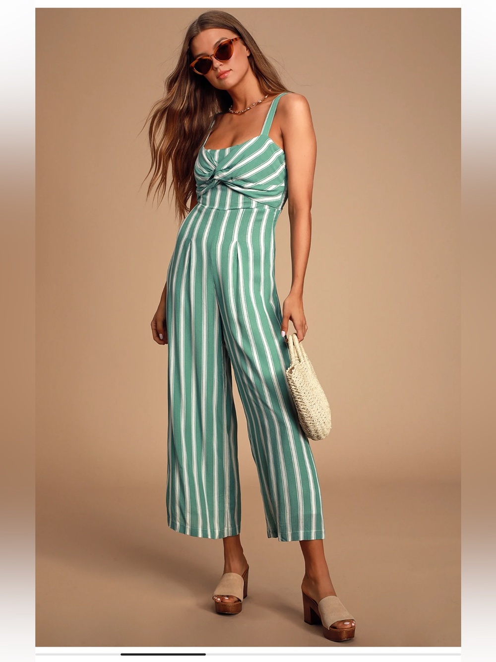 Lulus Striped Mint Wide-Leg Jumpsuit romper vacation style summer fashion